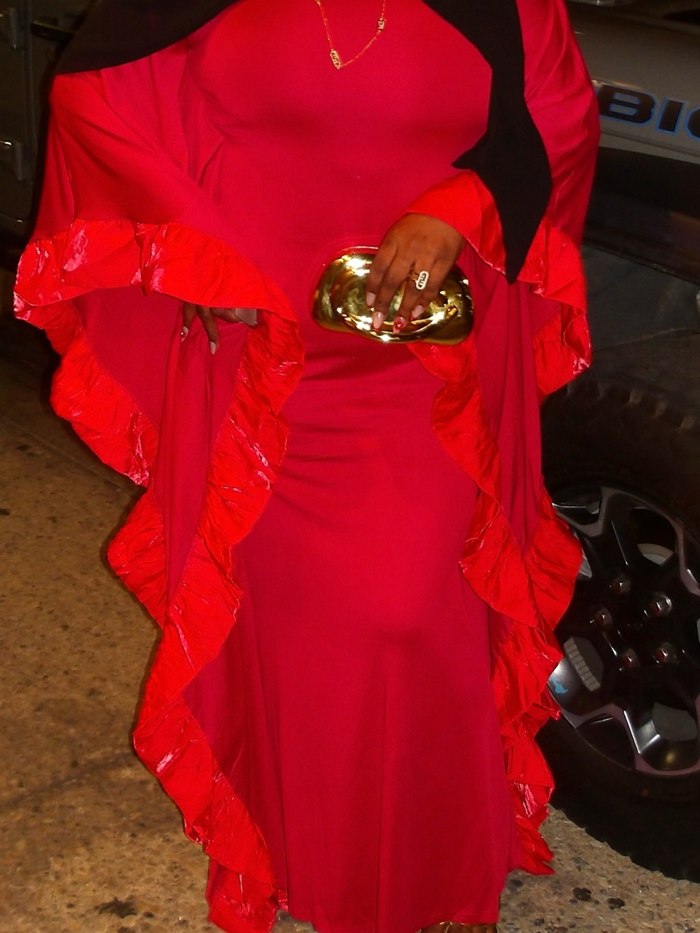 Elegant Red Ruffle Maxi Dress